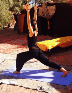 ANICA practicing Yoga Asana in Desert Camp Morocco, Source: NOSADE