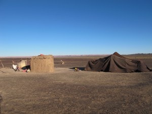 Nomad tents nomad family Erg Chebbi Merzouga Sahara desert Morocco_Source NOSADE